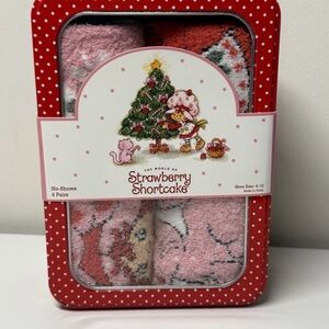 Strawberry Shortcake Pink No-Show Socks - 4 Pack Reusable Tin